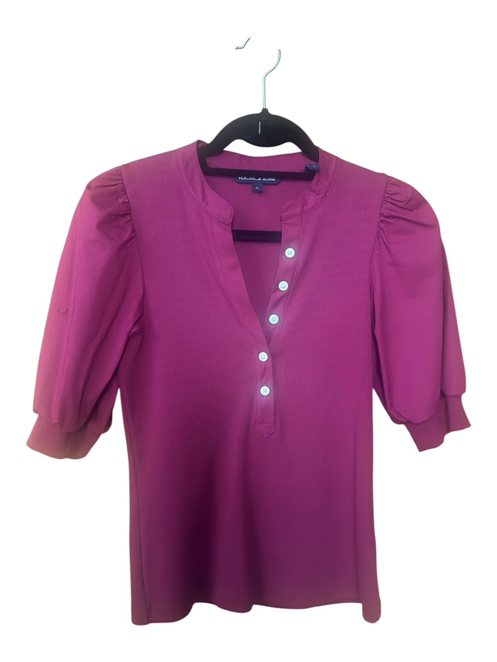 Veronica Beard Black Puff-Sleeve Henley Blouse
Cranberry color